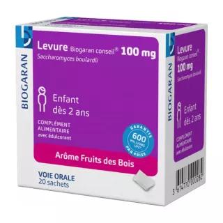 Levure 100mg Biogaran - Diarrhée - 20 sachets arôme fruits des bois