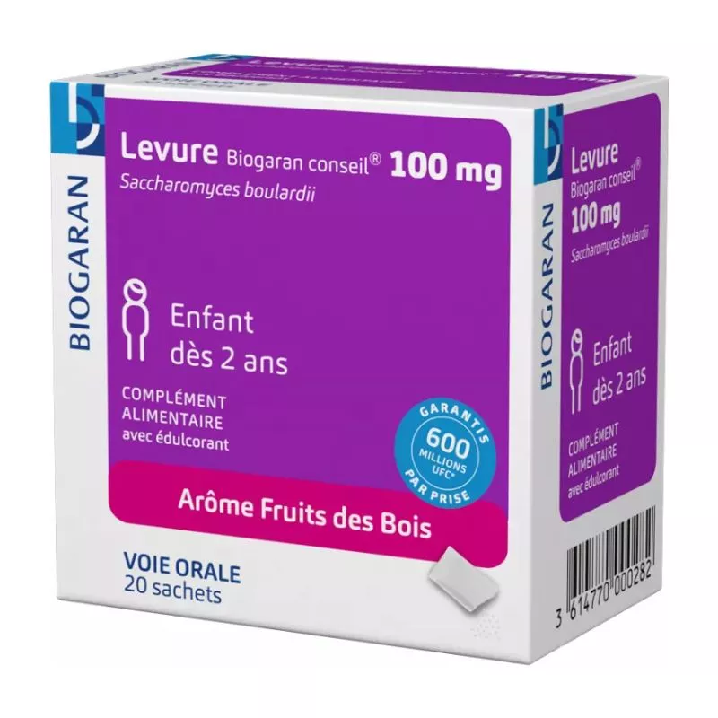 Levure 100mg Biogaran - Diarrhée - 20 sachets arôme fruits des bois