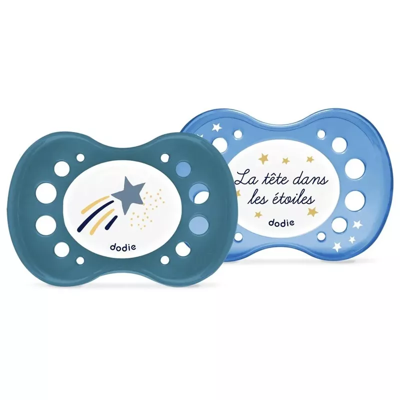 Sucettes anatomiques nuit silicone 18m+ "Sous les Étoiles" Dodie - x 2
