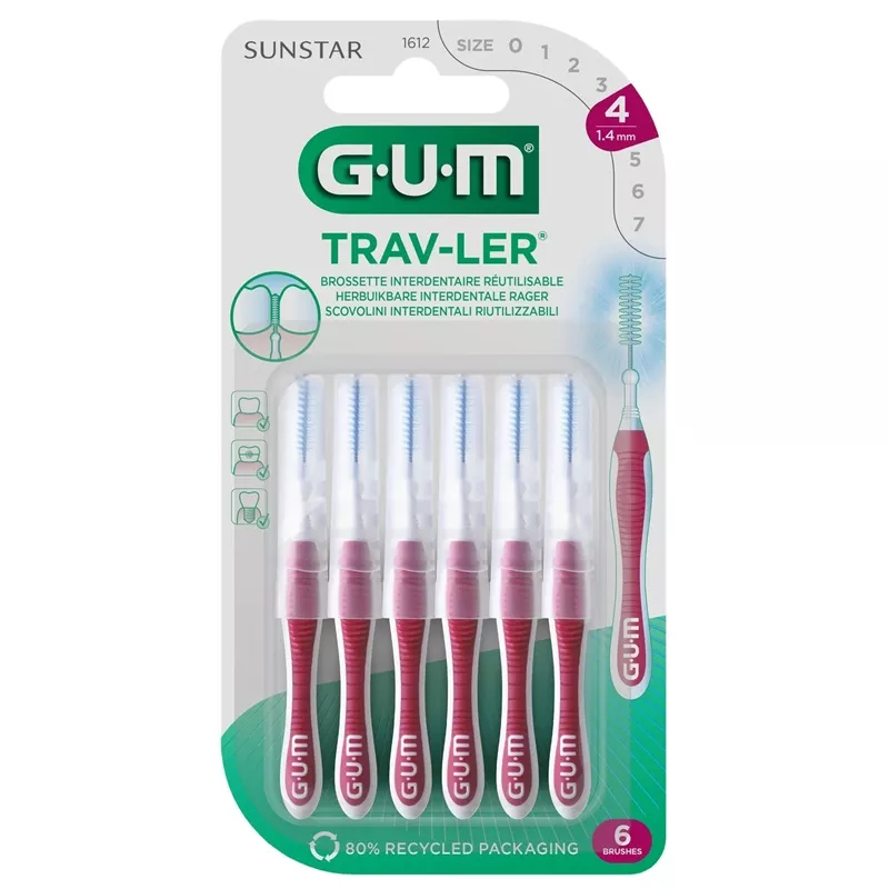 Brossettes interdentaires Trav-Ler 1.4 mm Gum - Plaque dentaire - 6 unités