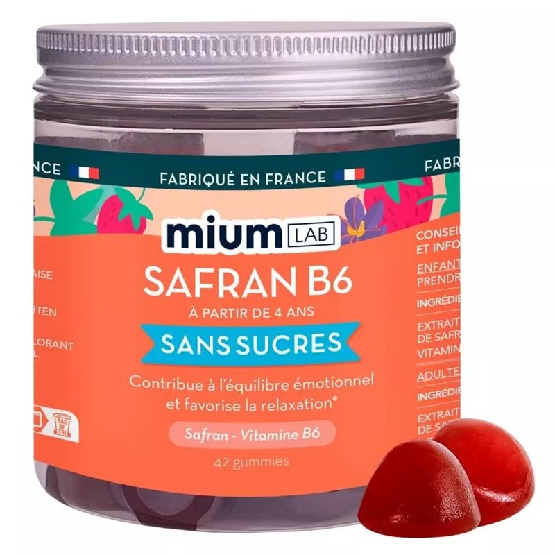 Gummies Safran B6 Fraise Mium Lab - Équilibre émotionnel - 42 gummies