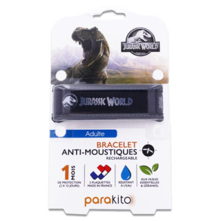Bracelet anti-moustiques Jurassic World Noir Parakito Junior + 2 recharges