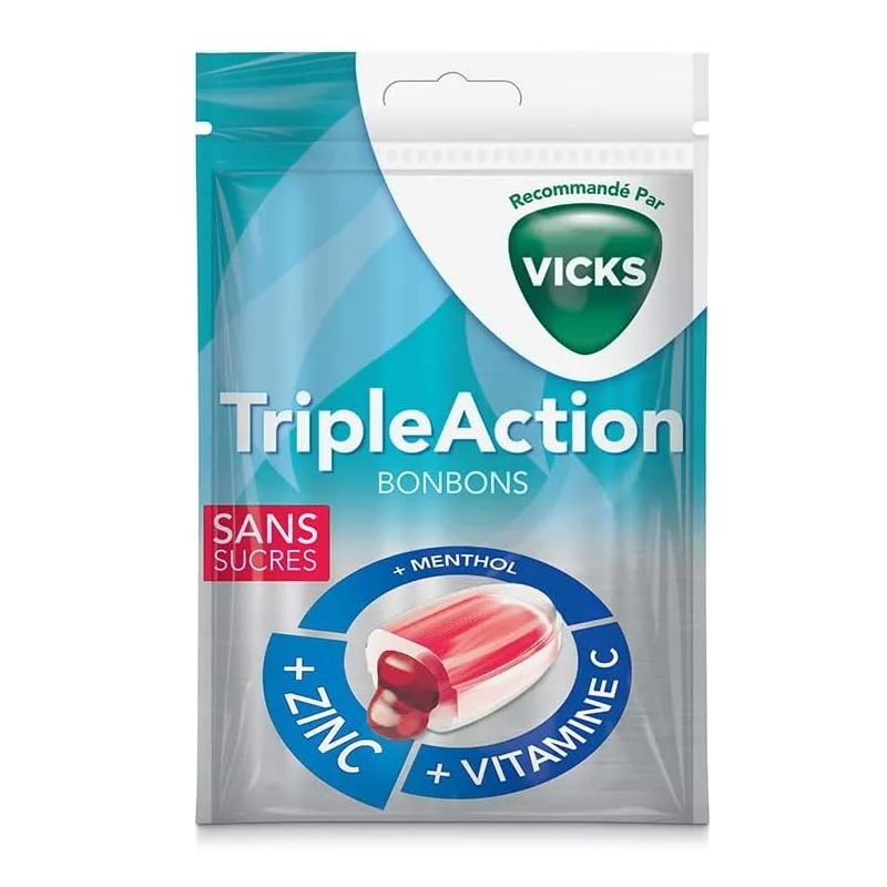 Bonbons sans sucres Triple Action Vicks Procter et Gamble - 72g de pastilles à sucer