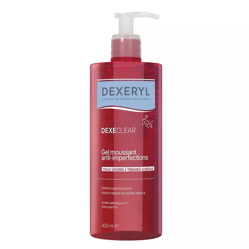 Gel moussant anti-imperfections Dexeclear Dexeryl - Peaux grasses ou acnéiques - 400ml
