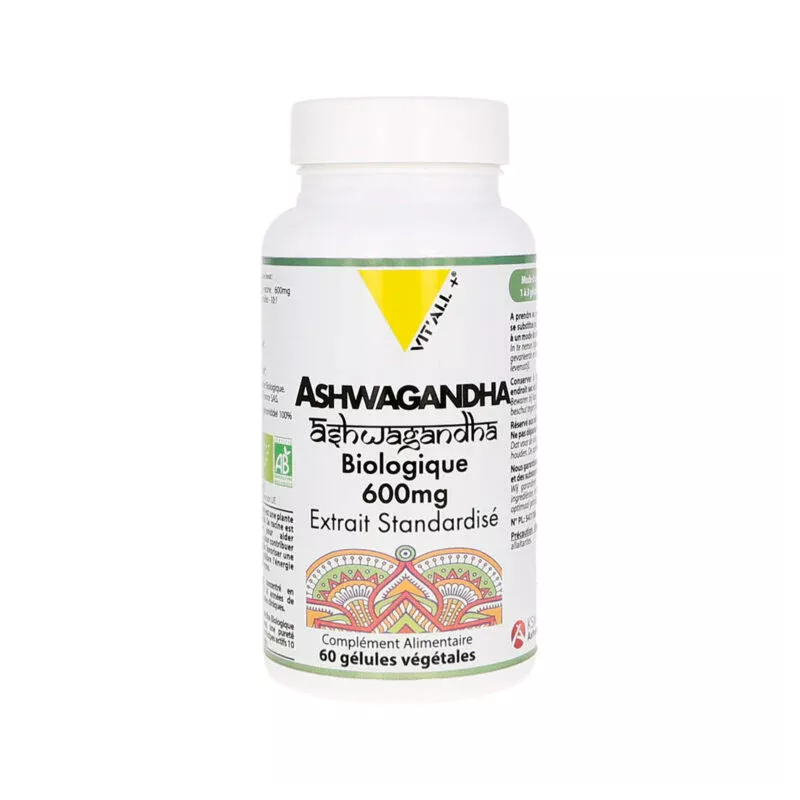 Ashwagandha Bio 600mg Vitall+ - Stress et relaxation - 60 gélules végétales