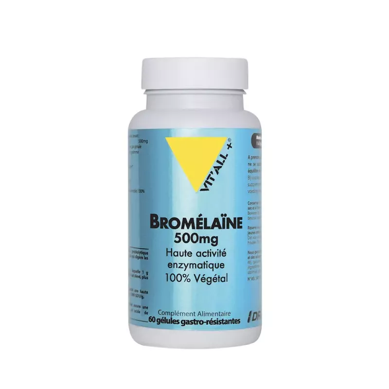 Bromélaïne 500mg Vitall+ - Favorise la digestion - 60 capsules