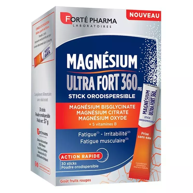 Magnésium Ultra Fort 360mg vitalité, sérénité & confort musculaire Forté Pharma - 30 sticks