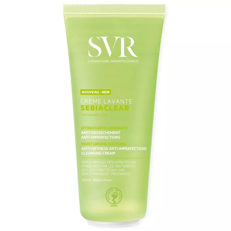 Crème lavante hydratante anti imperfections Sebiaclear SVR - Peaux fragilisées - 200ml