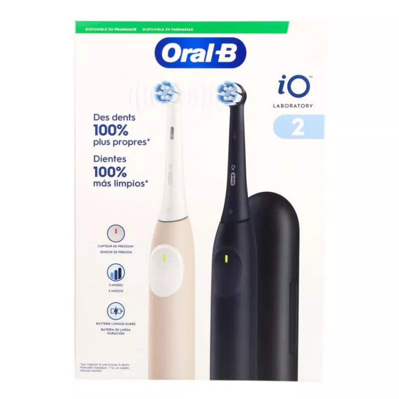 Brosse à dents électrique connectée Série 2 Oral-B iO - 2 brosses Noir & Rose