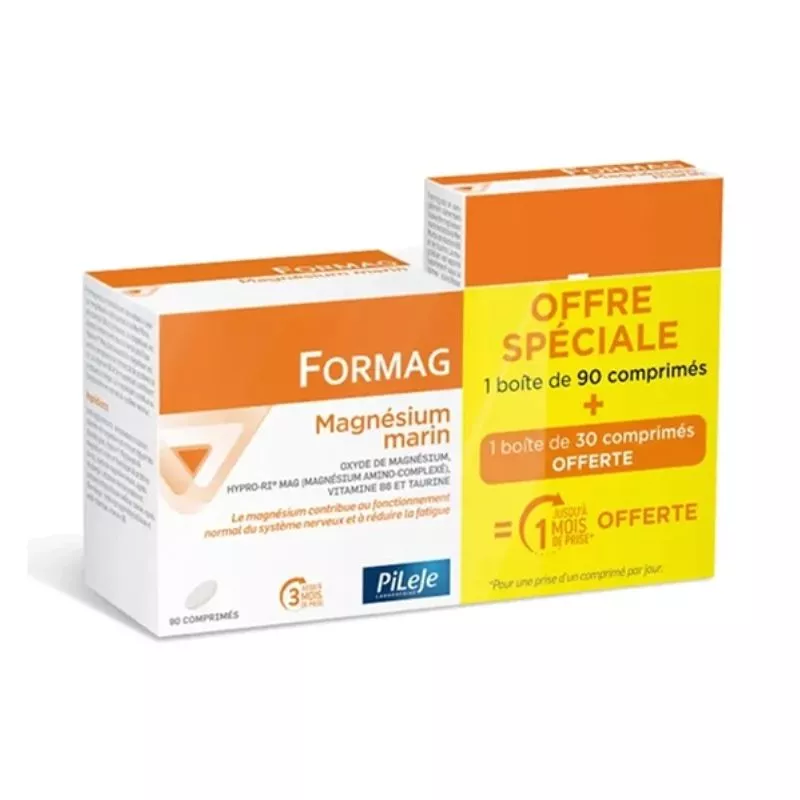 Formag Magnésium Marin Pileje - Minéral essentiel - 90 + 30 comprimés Offerts