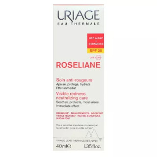 Crème anti-rougeurs SPF30 Roséliane Uriage - Peaux sensibles à rougeurs - 40ml