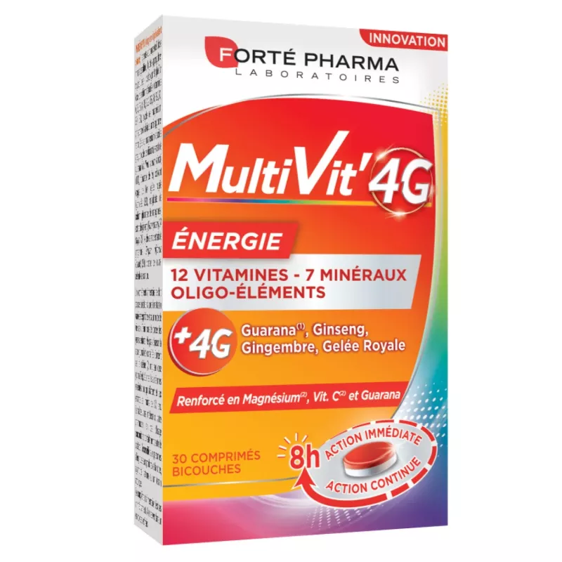Multivit’ 4G multivitamines Énergie Forté Pharma - Énergie et vitalité - 30 comprimés