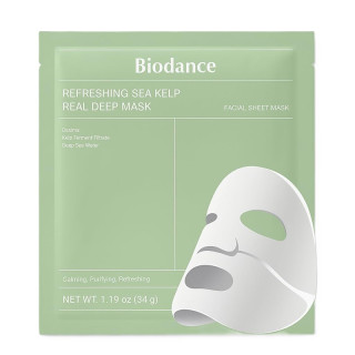 Masque hydratant à l'eau de mer Refreshing Sea Kelp Real Deep Biodance - Apaisant et purifiant - 34g
