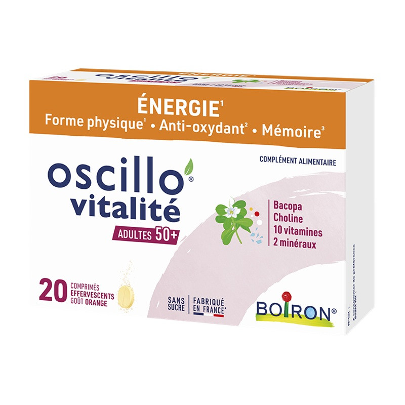 Oscillo’ Vitalité Adulte 50+ Boiron - Énergie & vitalité - 20 comprimés effervescents goût orange