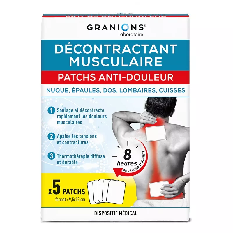 Patchs anti-douleur thermothérapie Décontractant Musculaire Granions - 5 patchs