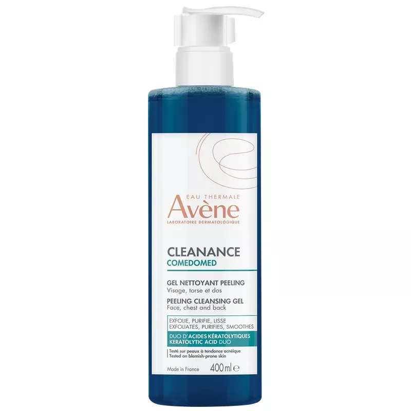 Gel nettoyant peeling Cleanance Comedomed Avène - Visage, torse et dos - 400ml