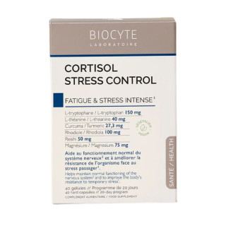 Cortisol Stress Control Biocyte - Fatigue & stress intense - 40 gélules