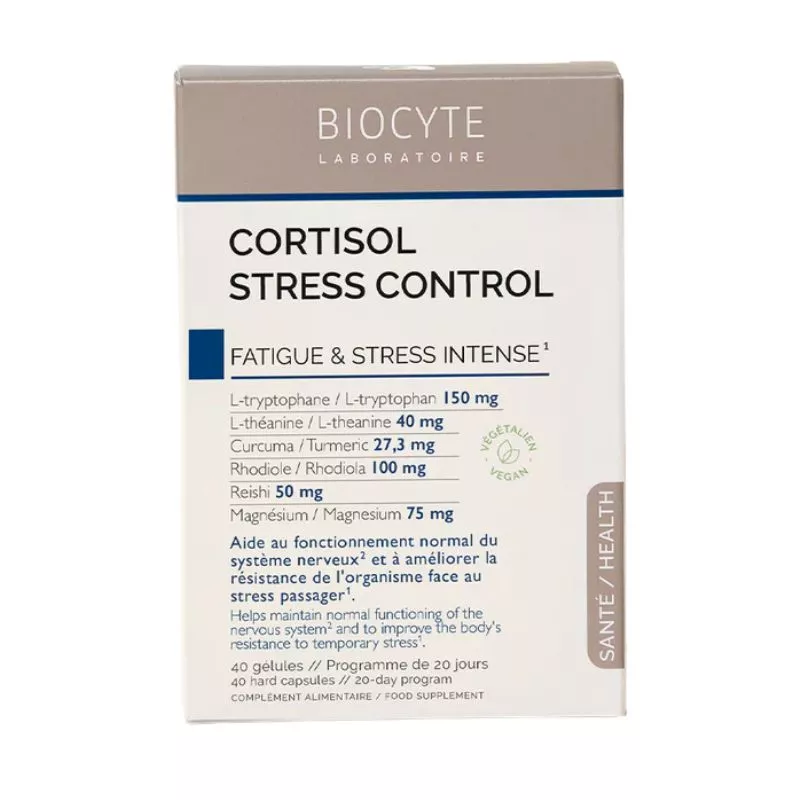 Cortisol Stress Control Biocyte - Fatigue & stress intense - 40 gélules
