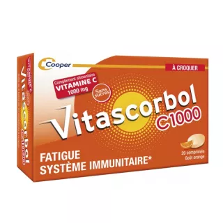 Vitamine C 1000 mg Vitascorbol Cooper - 20 comprimés à croquer goût orange