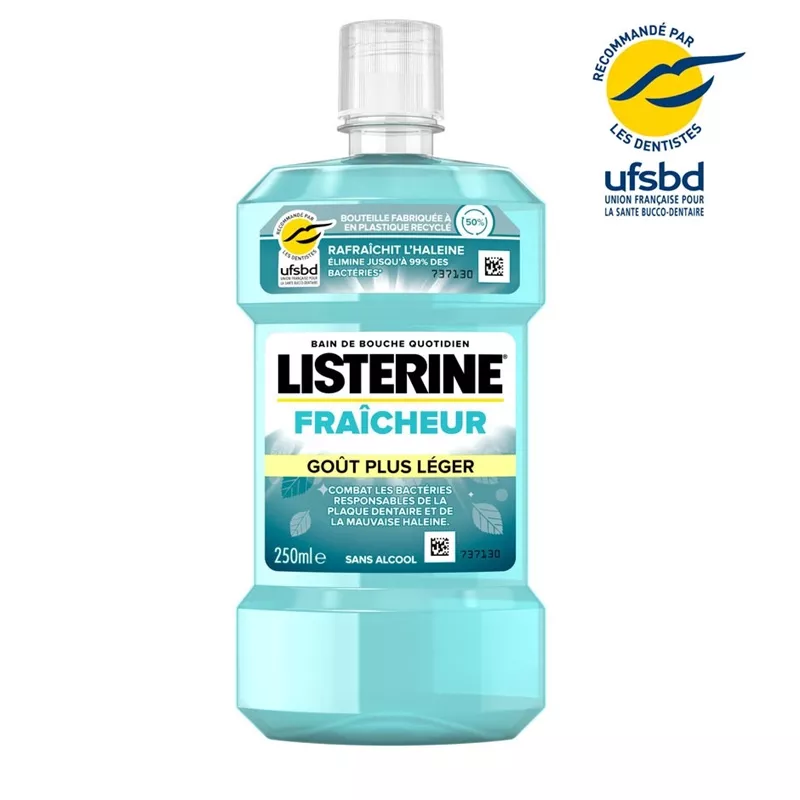 Bain de bouche goût plus léger sans alcool Fraîcheur Listerine - 500ml
