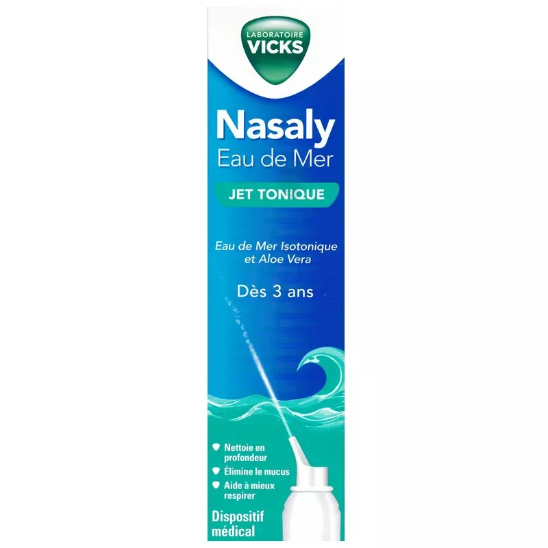 Spray nasal eau de mer jet tonique Nasaly Vicks - Rhume & rhinite - 120ml