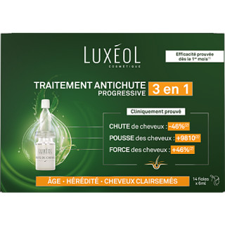 Chute de cheveux progressive Luxéol - Tous types de cheveux - 14 x 6ml