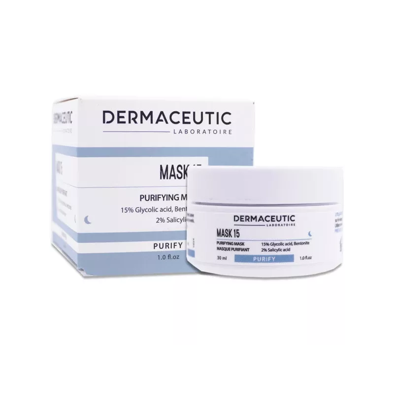 Masque purifiant à l'argile Mask 15 Dermaceutic - Peaux grasses à mixtes - 30ml