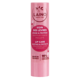 Soin des lèvres en stick senteur Fraise Pailleté Laino - Lèvres gercées et desséchées - 4 g
