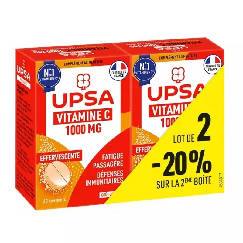 Vitamine C 1000mg UPSA - 2 x 20 comprimés effervescents