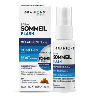 Spray mélatonine sommeil 1,9 mg Granions - Endormissement - 25ml goût caramel