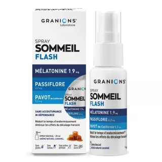Spray mélatonine sommeil 1,9 mg Granions - Endormissement - 25ml goût caramel