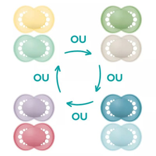 Sucettes en silicone 16m+ Original Tendance MAM - Lot de 2 - Coloris aléatoire