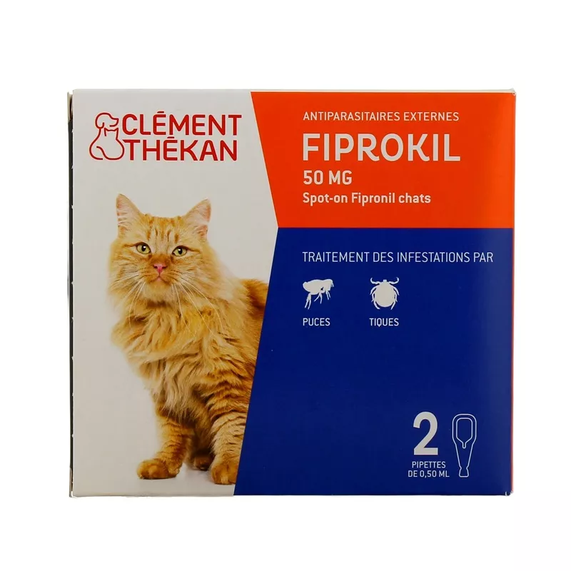 Spot-on antiparasitaire Fiprokil chat Clément Thékan - 2 pipettes