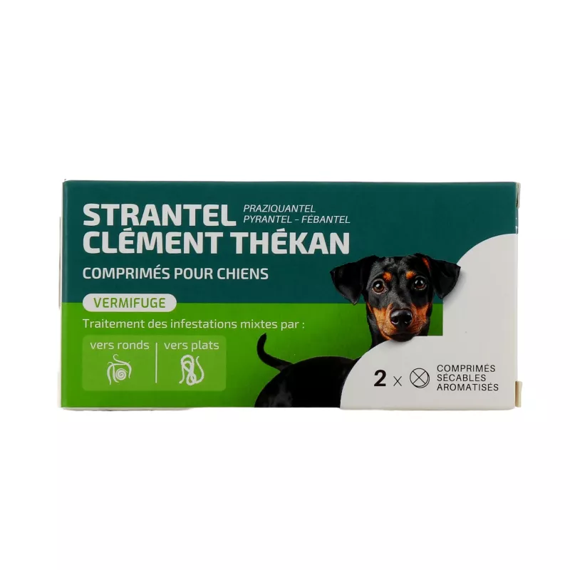 Vermifuge chien Strantel Clément Thékan - Vers plats et ronds - 4 comprimés