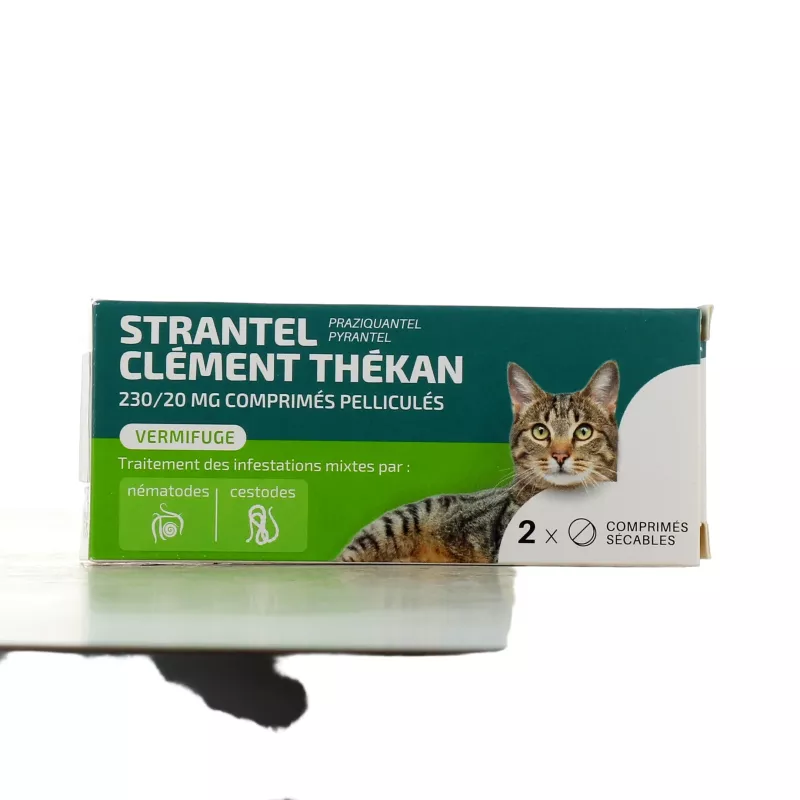 Vermifuge chat Strantel Clément Thékan - Vers plats et ronds - 2 comprimés