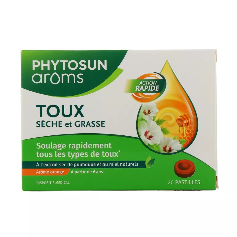 Pastilles toux sèche et grasse Phytosun Arôms - Maux de l'hiver - 20 pastilles