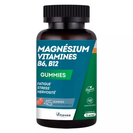 Magnésium Vitamines B6, B12 Vitavea - Fatigue, stress & nervosité - 45 gummies