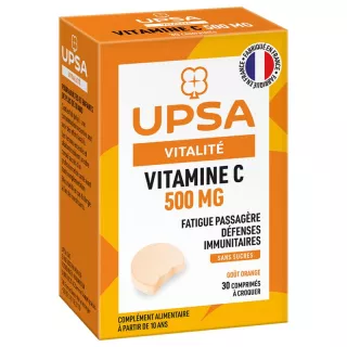 Vitamine C 500mg sans sucres UPSA - 30 comprimés à croquer