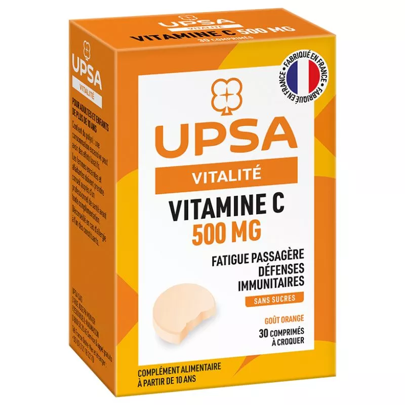Vitamine C 500mg sans sucres UPSA - 30 comprimés à croquer