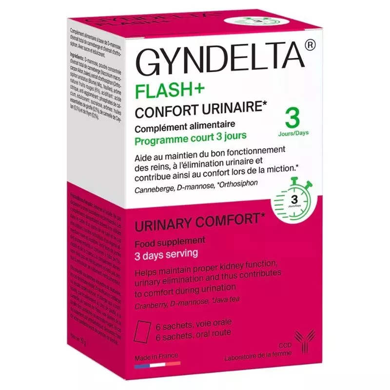 Gyndelta Flash+ Laboratoire CCD - Confort urinaire - 6 sachets
