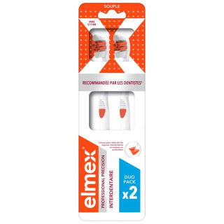 Brosse à dents souple Elmex Anti-Caries Précision Interdentaire - Coloris aléatoires - Lot de 2