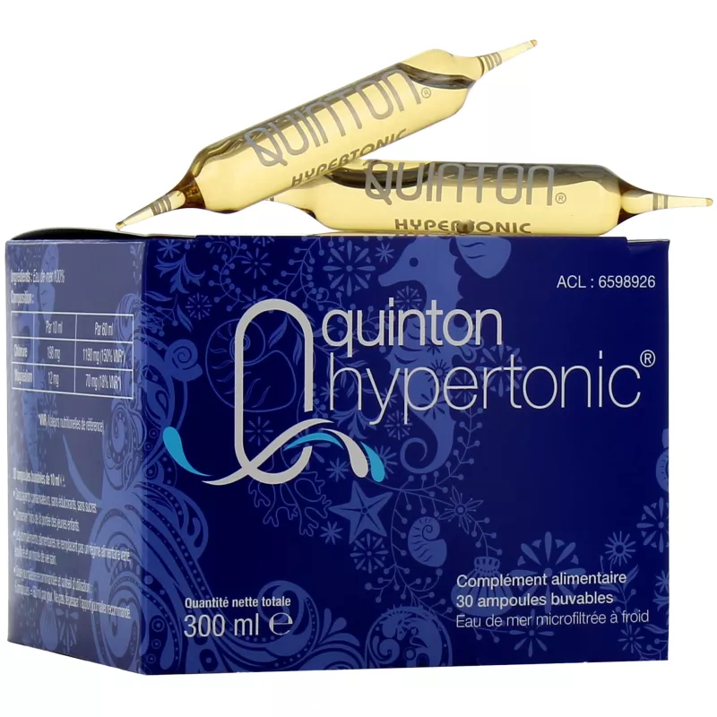 Hypertonic Quinton - Magnésium - 30 ampoules + 6 Offertes