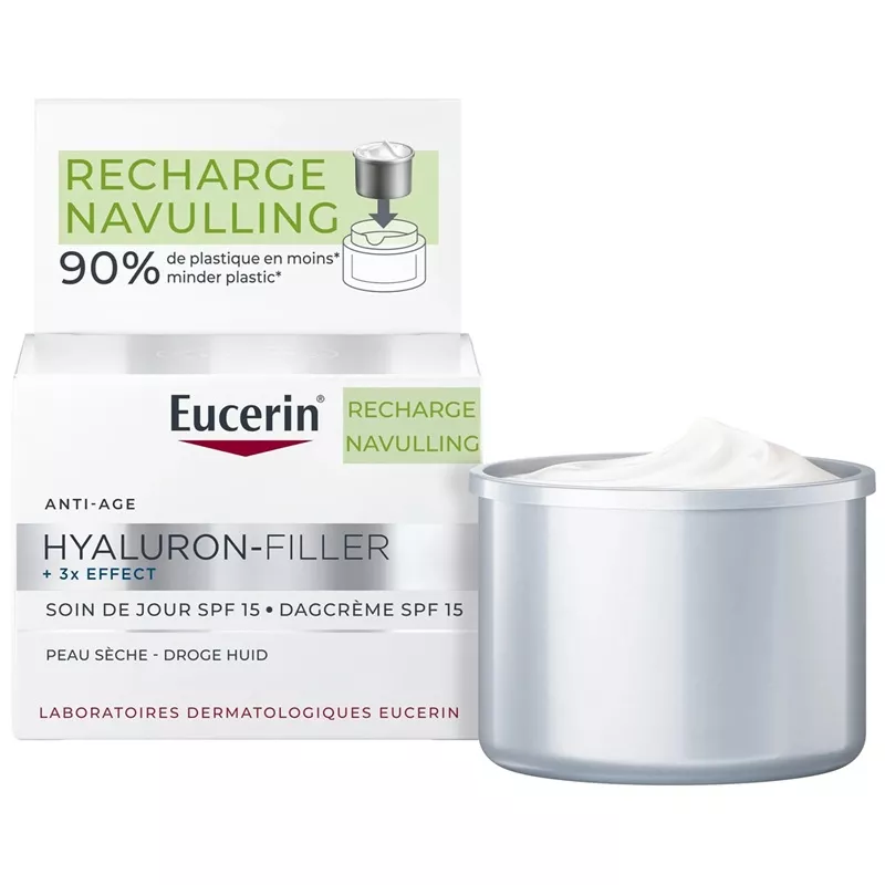 Soin de jour peau sèche SPF15 Hyaluron‑Filler + 3x Effect Eucerin - Recharge 50ml