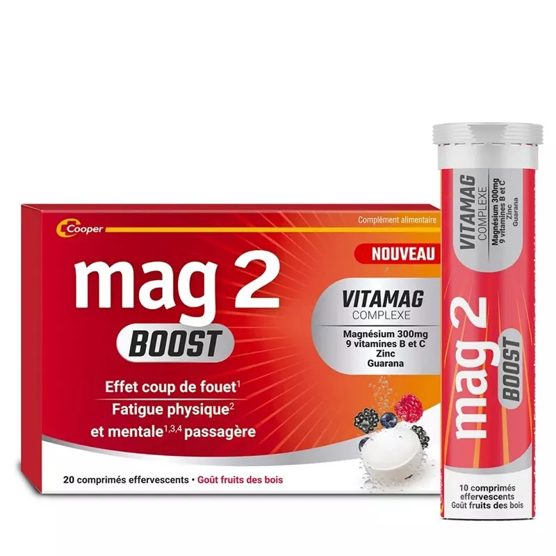 Mag 2 Boost fatigue physique et mentale passagère Cooper - 20 comprimés effervescents