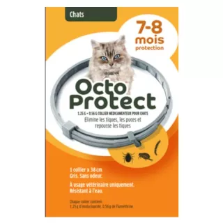 Collier antiparasitaire chats Octo Protect Elanco - 7 à 8 mois de protection - 1 collier