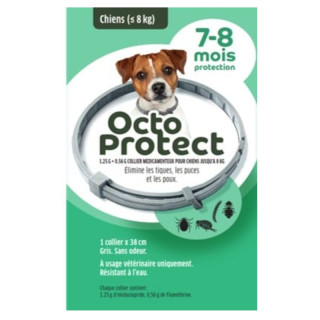Collier antiparasitaire chiens - de 8 kg Octo Protect Elanco - 7 à 8 mois de protection - 1 collier