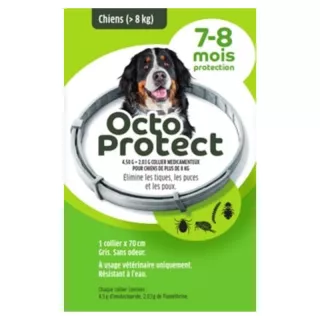 Collier antiparasitaire chiens + de 8 kg Octo Protect Elanco - 7 à 8 mois de protection - 1 collier