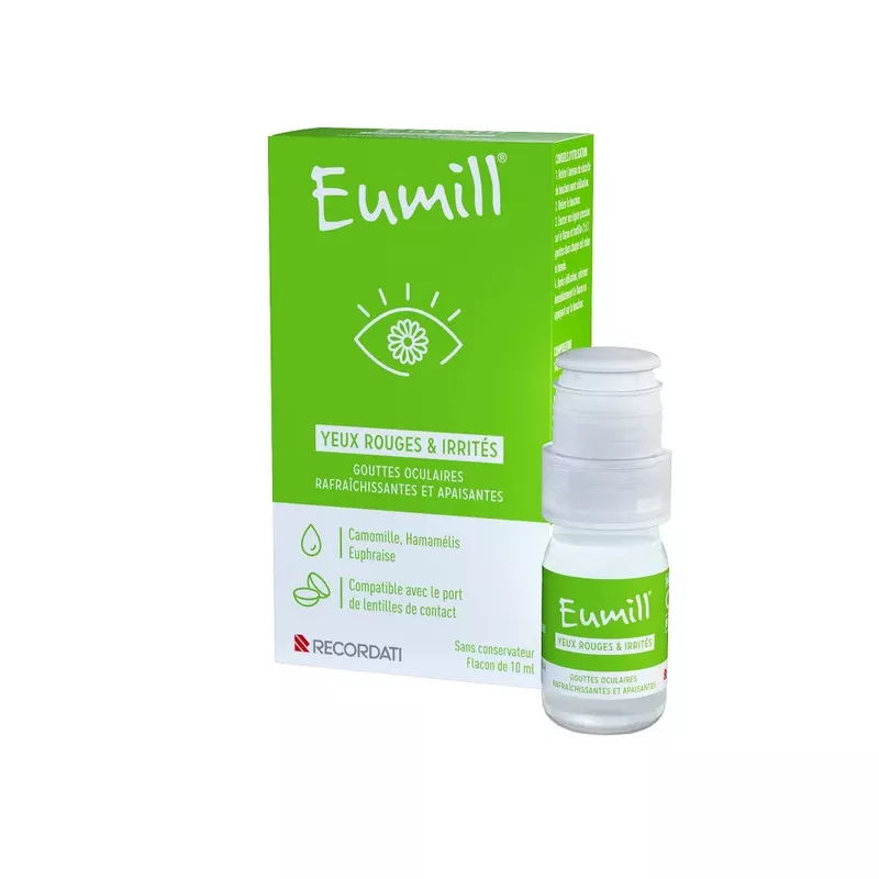 Gouttes oculaires yeux rouges et irrités Eumill - 10ml