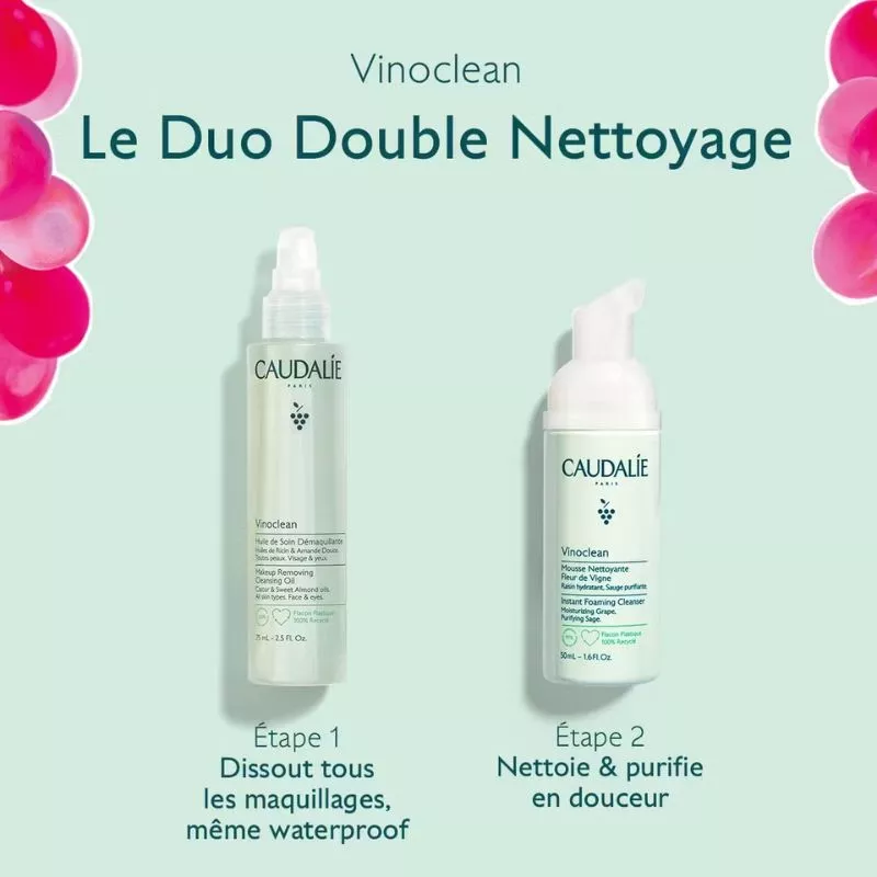 Coffret duo double nettoyage Vinoclean Caudalie - 2 soins visage