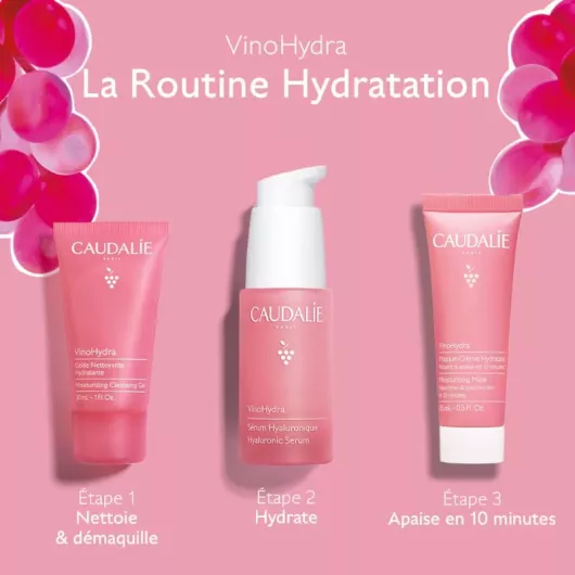 Coffret La Routine Hydratation VinoHydra Caudalie - Peaux sèches à sensibles - 3 soins visage
